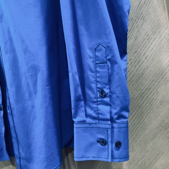 MENS CASUAL BUTTON DOWN DRESS SHIRT SIZE MEDIUM BLUE - Picture 4 of 5